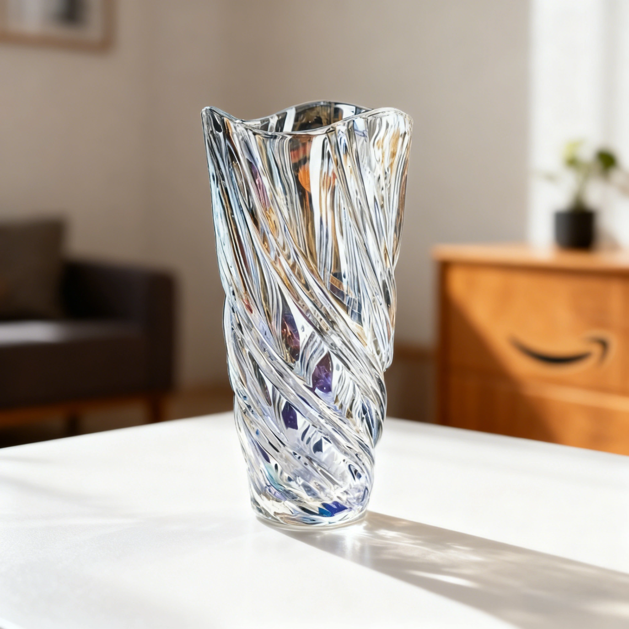 Aurora Iridescent Crystal Glass Vase - Image 3