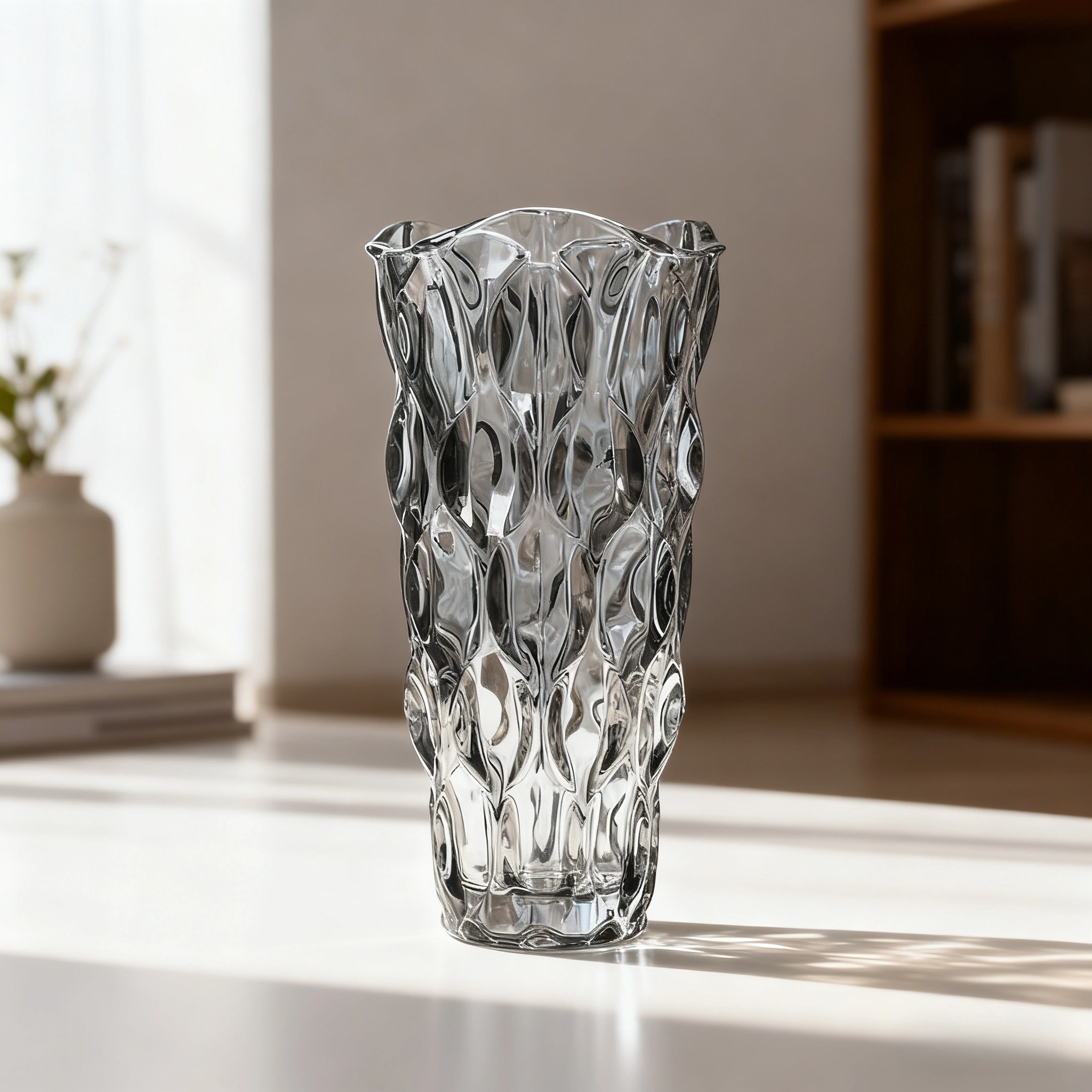 Longan Smoky Gray Crystal Glass Decorative Vase - Image 3