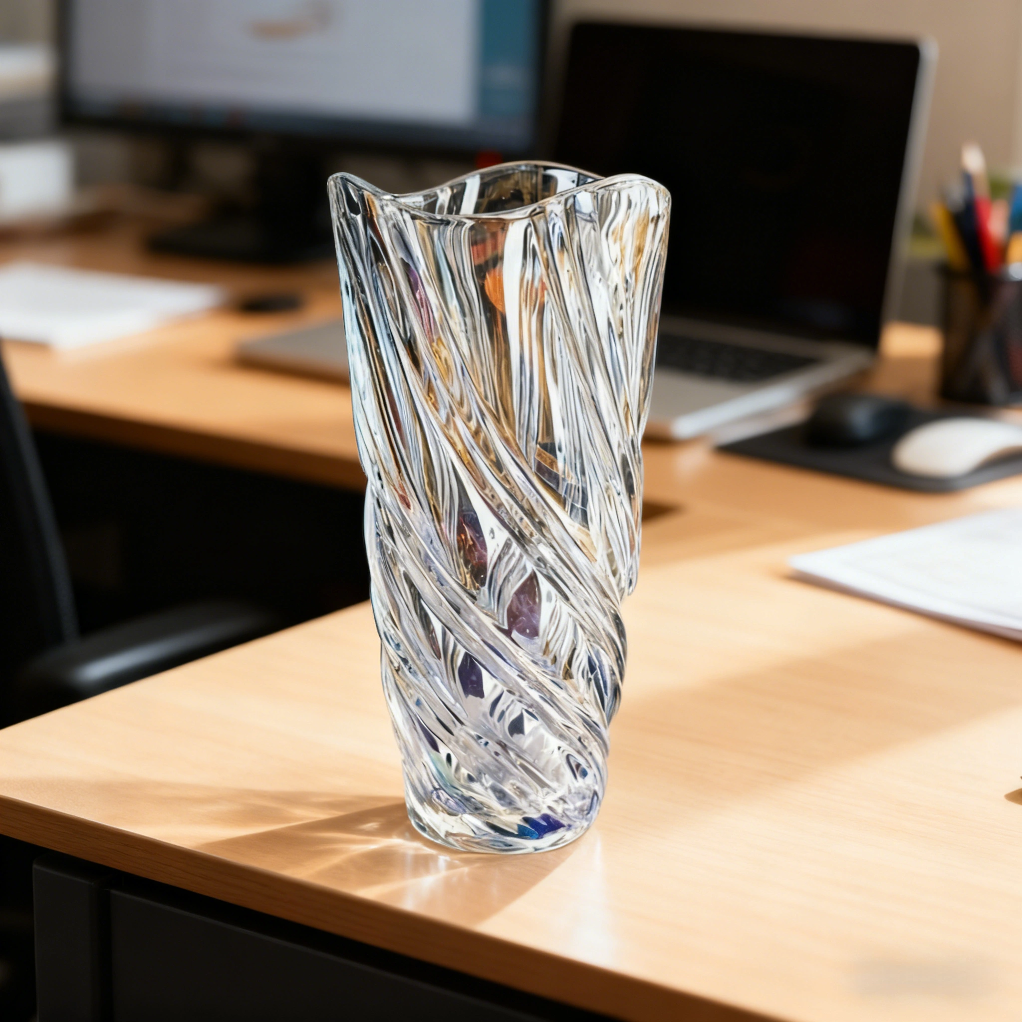 Aurora Iridescent Crystal Glass Vase - Image 2