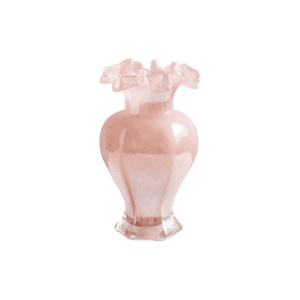Iridescent Pearl Pink Hexagon Edge Glass Decorative Vase