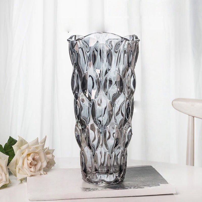 Longan Smoky Gray Crystal Glass Decorative Vase - Image 2
