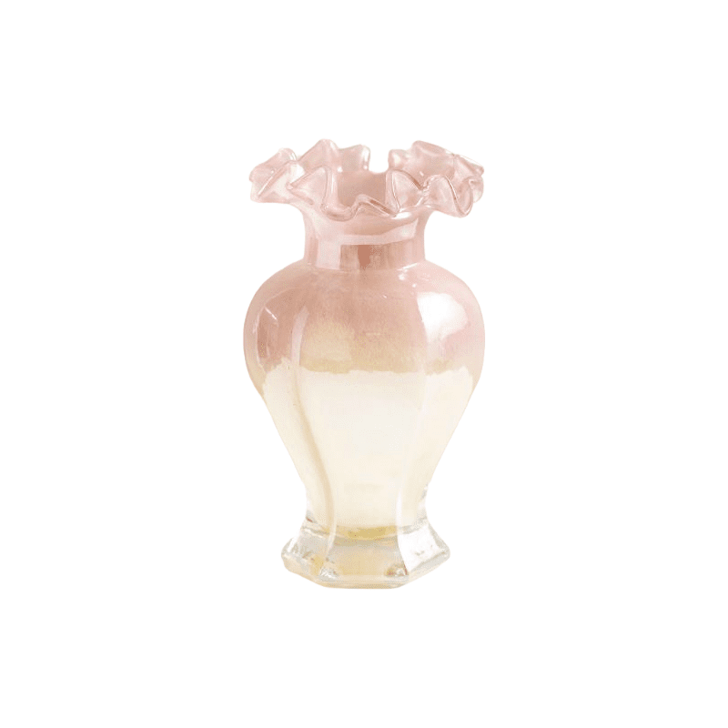 Iridescent Peach Gradient Hexagon Edge Glass Decorative Vase